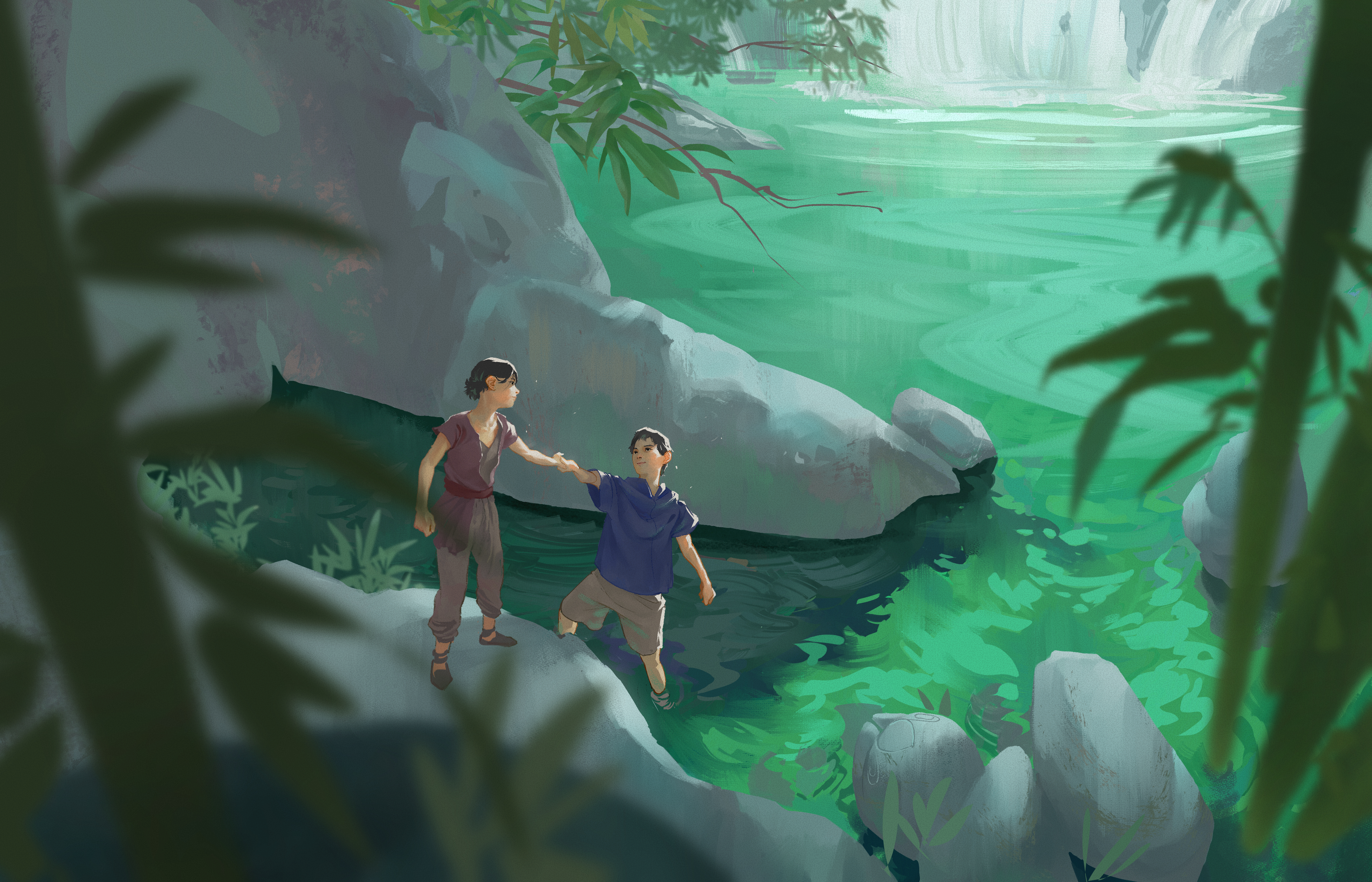 Forest river illustration